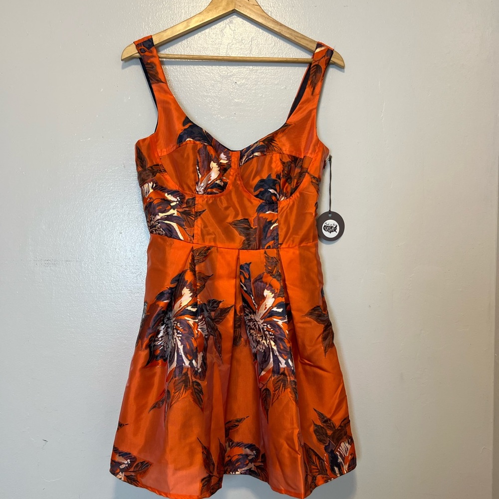 Eva Franco Orange Floral Jacquard Dress - Picture 4 of 8